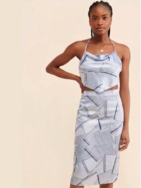3/$25 4th & Reckless womens skirt size M Simonne denim print